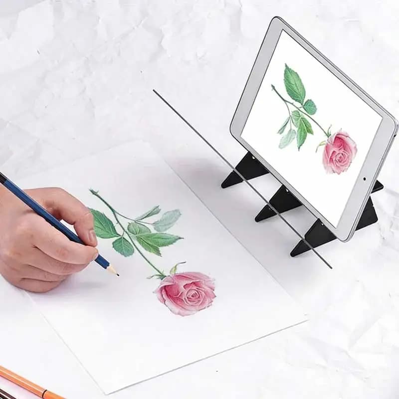 Tavola da Disegno Ottica Portatile con Schermo di Proiezione, Strumento di Apprendimento per Tracciare e Copiare, Compatibile con Tablet e Smartphone