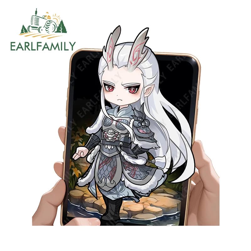 EARLFAMILY Anime Generale Dragon Son Adesivo per auto in piedi all'esterno Divertente decalcomania per desktop Etichetta per auto portatile per bagagliaio divertente impermeabile