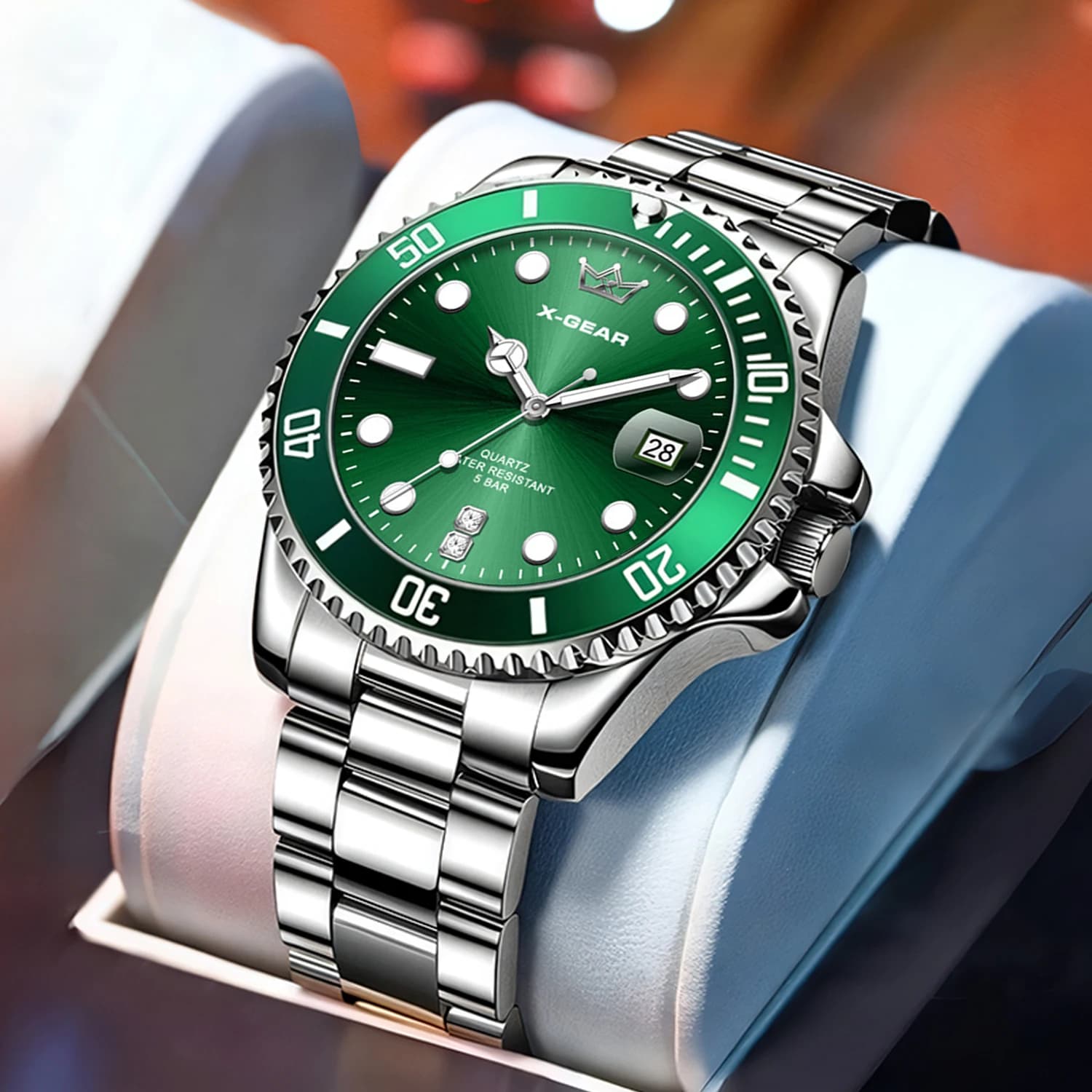 X-GEAR Luxury Fashion Diver Watch for Men Waterproof Date Display Sports Wristwatch Men's Quartz Watch Man Watches High Quality