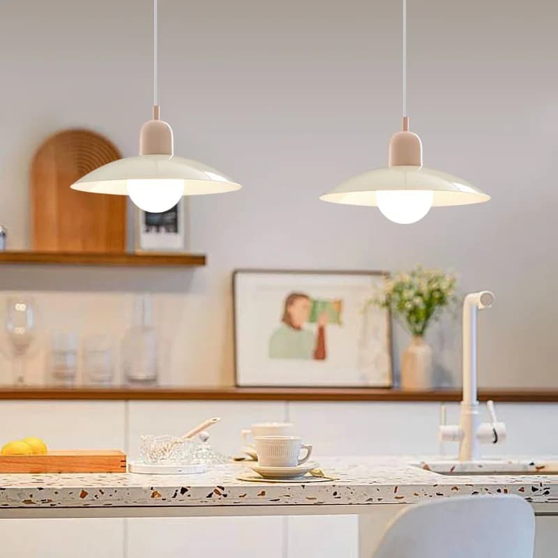 Lampadario di illuminazione della camera da letto della sala da pranzo Macron di colore nordico di stile medio Lampada da studio semplice e moderna per lampadario da tavolo da pranzo Bauhaus