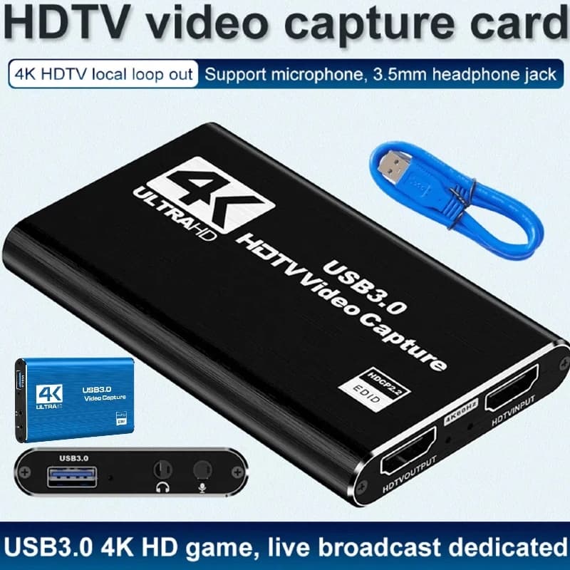Scheda di acquisizione video USB 3.0 4K Videoregistratore HD 1080P 60fps compatibile con HDMI per streaming OBS compatibile con PS4/fotocamera