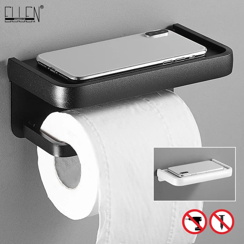 ELLEN Porta carta igienica nera Portaoggetti da bagno multifunzione Porta rotolo di carta EL609