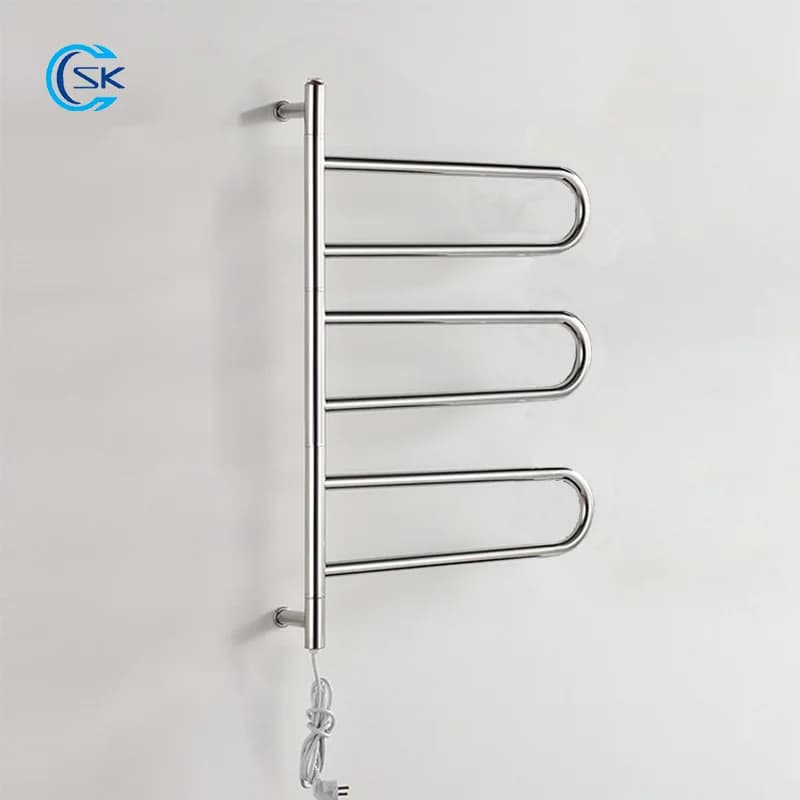 Hidden/Exposed Wire Bathroom Towel Warmer Stainless Steel Electric Heating Towel Rail Thermostatic Rotatable Electric Towel Rack