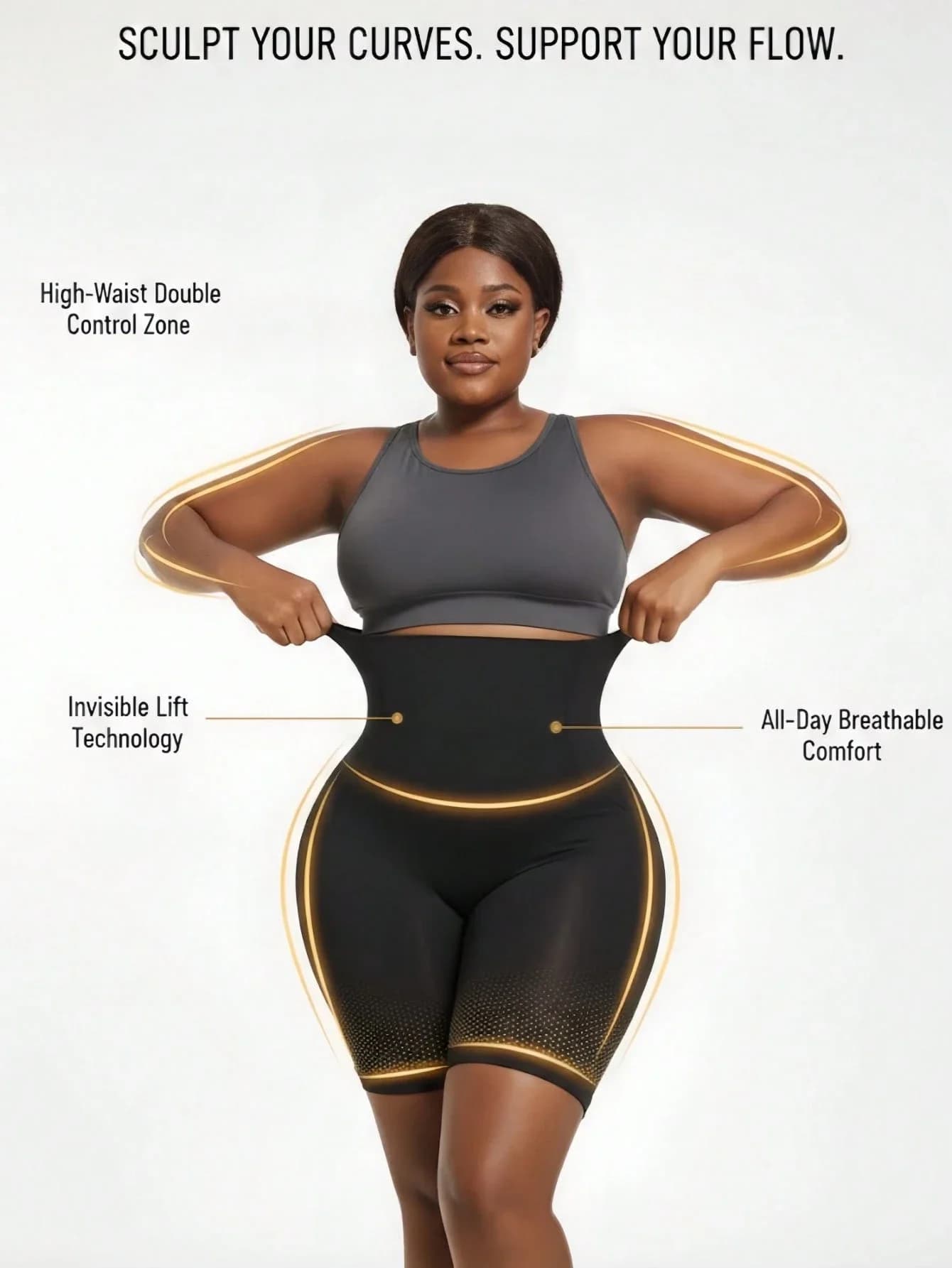 Pantaloncini Modellanti a Vita Alta da Donna con Effetto Push-Up e Controllo Pancia, Leggings Traspiranti Snellenti
