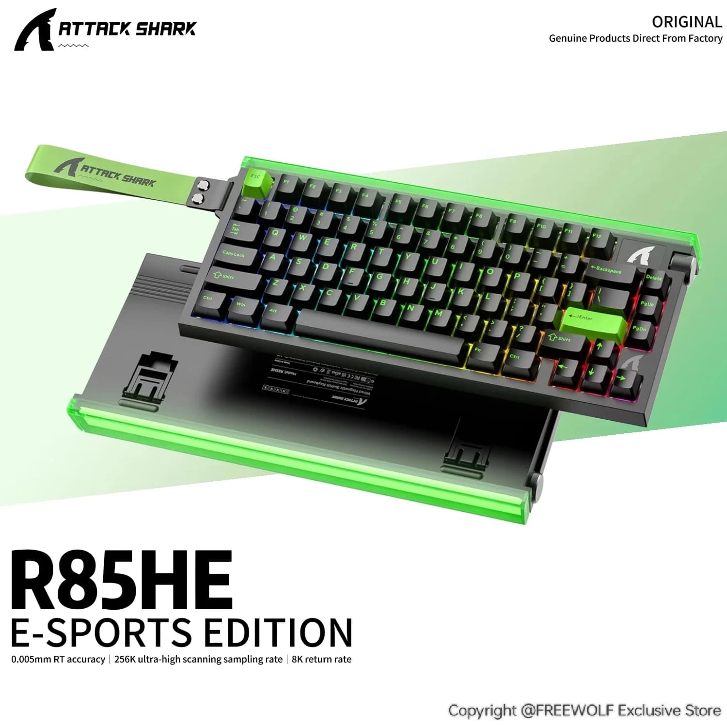 Tastiera Gaming Cablata 8K Hz R85HE con Switch Magnetici, ATTACK SHARK RGB Neon Light Box, Rapid Trigger 0.005mm, Connessione Monomodale