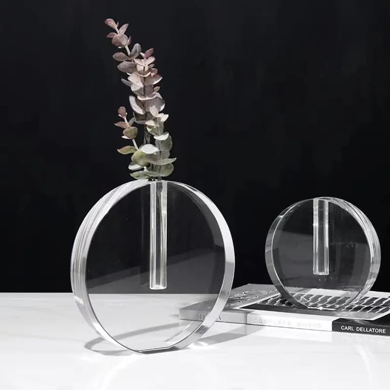 Vaso Geometrico Creativo Trasparente, Terrario Circolare in Vetro, Vaso a Sfera di Cristallo per Composizioni Floreali, Idroponica e Decorazione Domestica
