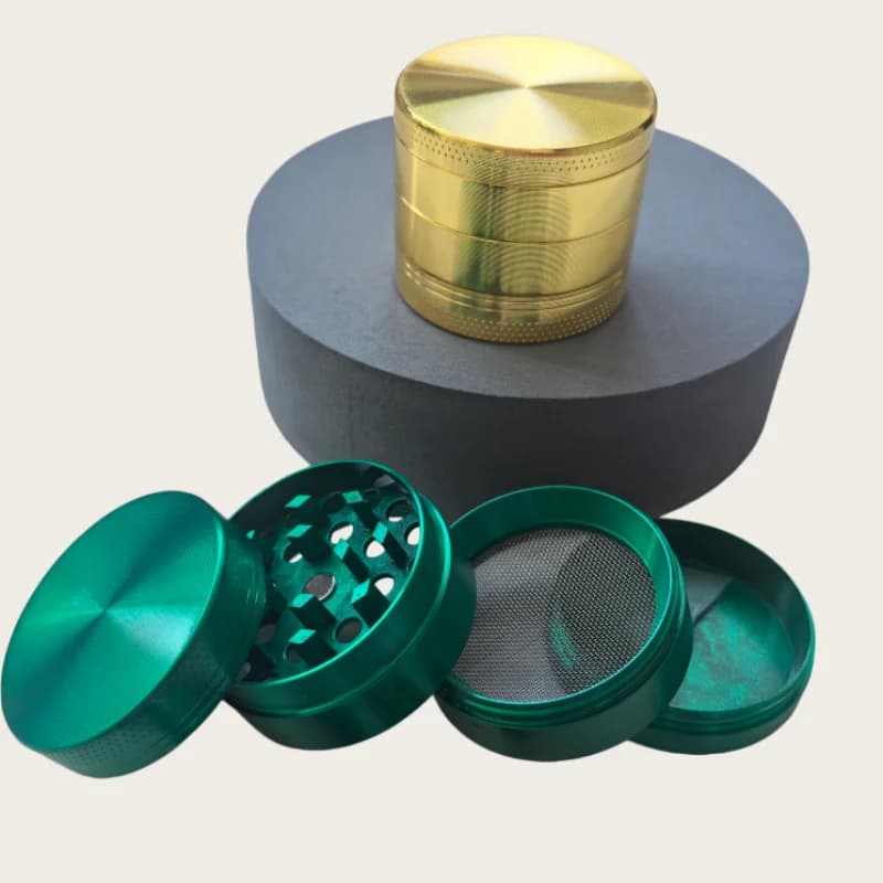 1.6inch/40mm Golden Green Grinder Metal Pestle Mortar Spice Mill Manual 4-layer Salt Grass Tobacco Grinder Smoke Cigarette Tool