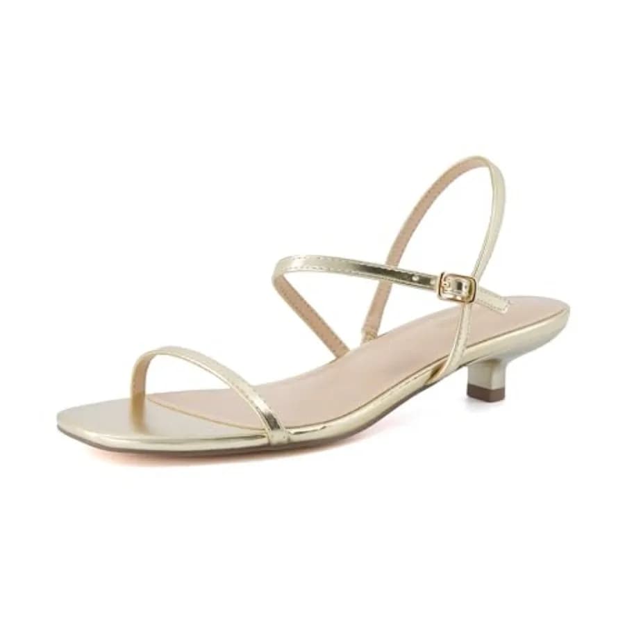 Sandalo da Donna Soprano con Tacco a Gattino e Cinturino alla Caviglia, Design Minimalista con Memory Foam e Silhouette a Cinturino