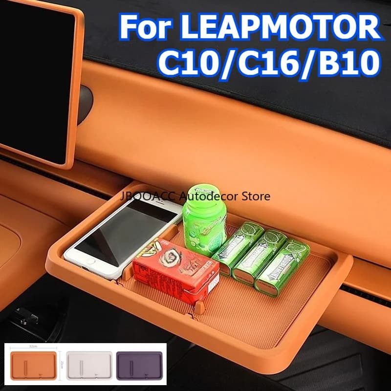 For LEAPMOTOR C10/C16/B10 Car Storage Box Passenger Seat Table Central Control Board Silicone Phone Support