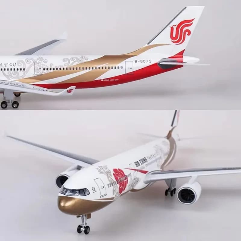 Modellino di aereo A330 Air China in scala 1/157, 47 cm, in resina pressofusa, con ruote, per collezioni ed esposizioni, giocattolo per bambini.