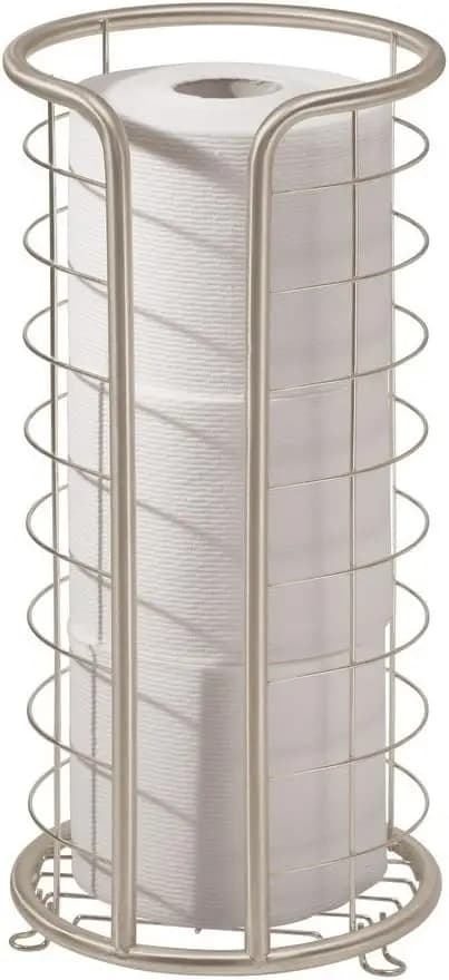 Supporto per carta igienica indipendente in metallo per 3 rotoli, elegante contenitore per il pavimento del bagno - Finitura satinata