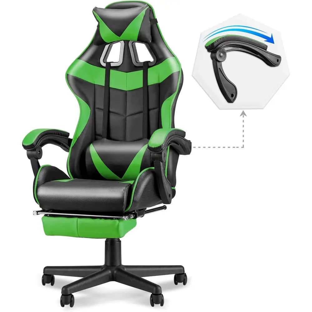 Sedia da Gaming Ergonomica con Poggiapiedi e Supporto Lombare per Casa, Ufficio e Gaming Confortevole