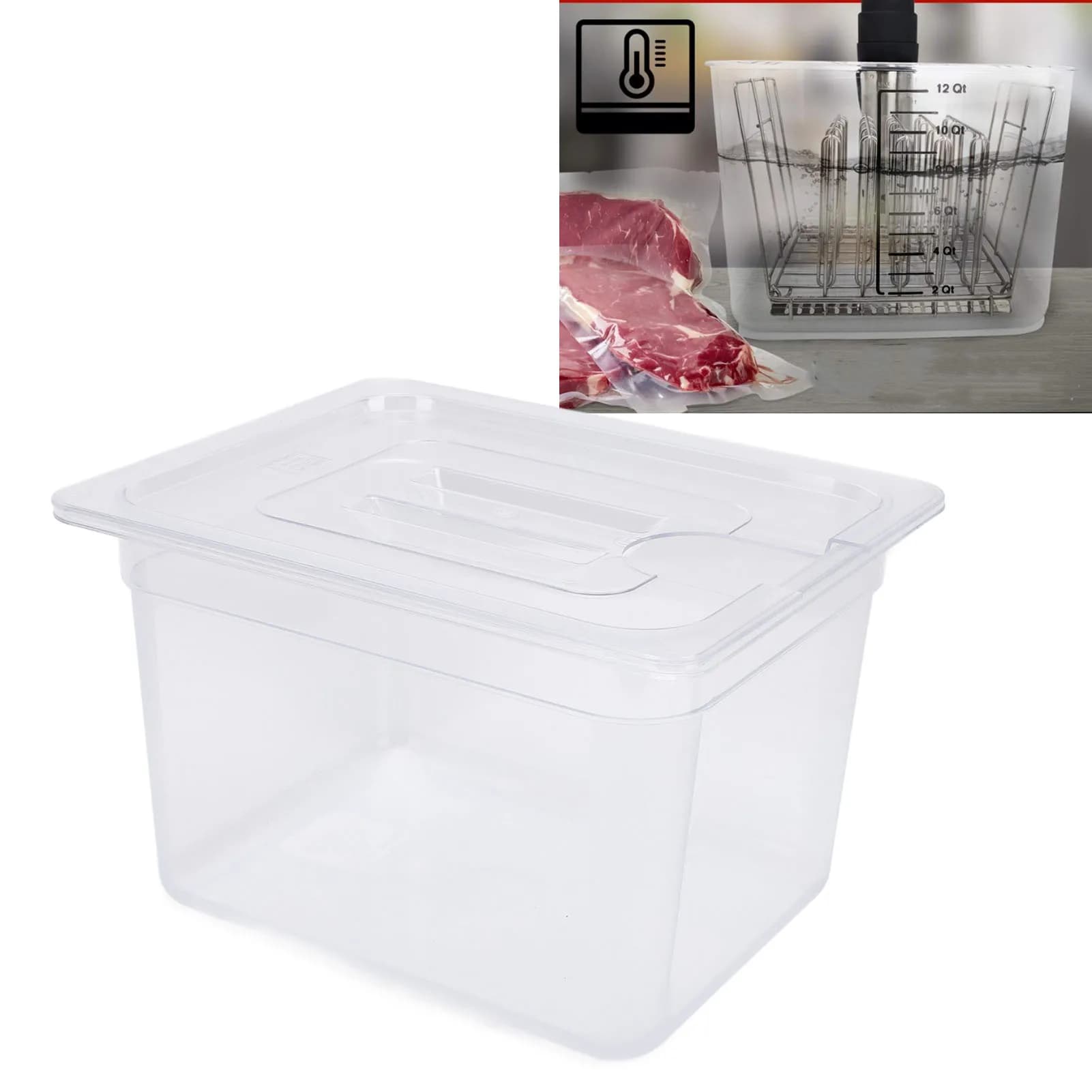 Contenitore per Slow Cooker con Coperchio in Plastica 12L, Contenitore per Cottura Lenta e Conservazione Alimenti per la Maggior Parte dei Slow Cooker