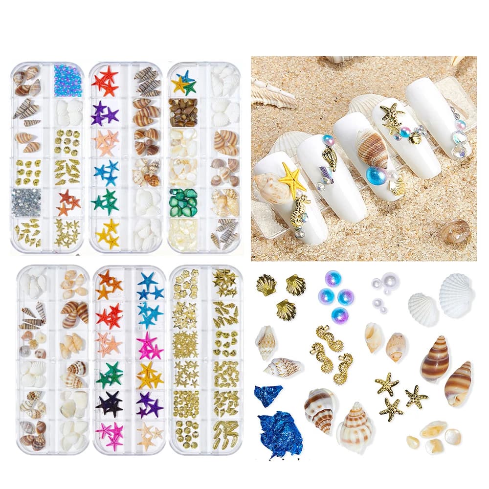 1 scatola Mix conchiglie di mare naturali riempitivo epossidico gioielli ripieni accessorio fai da te fatto a mano Nail Art materiale artigianato ornamenti decorazione