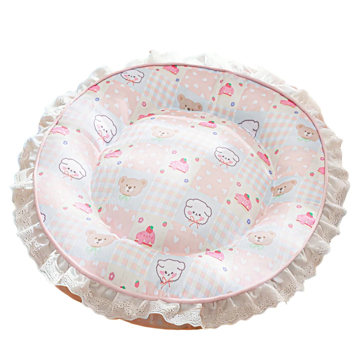 Cuccia per animali in pizzo, graziosa, grande, per cani e gatti, divano per animali, rimovibile, ovale, rosa, a forma di cesto, per matrimonio, arredamento