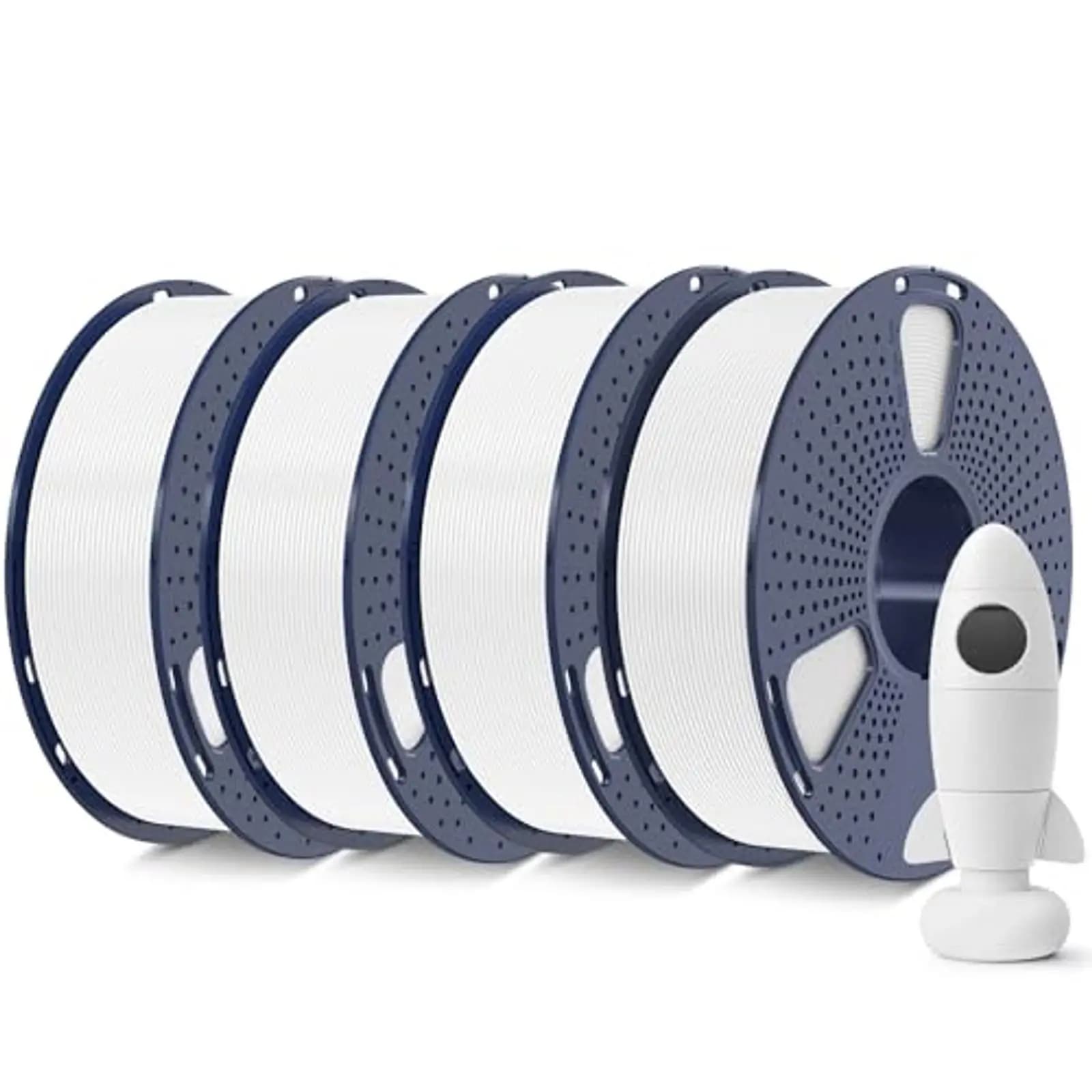 Confezione di Filamenti per Stampante 3D da 4KG – PLA Opaco 1.75mm, Avvolgimento Ordinato, Bobina da 1kg (2.2 libbre), 4 Confezioni, Bianco, per il 99% delle Stampanti FDM