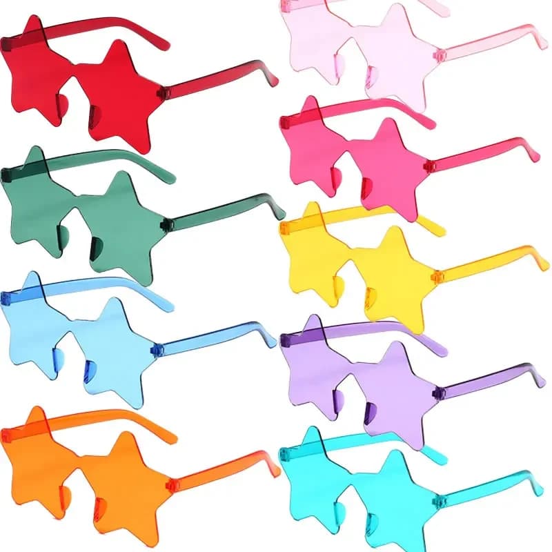 Occhiali da Sole Colorati a Forma di Stella, Occhiali Trasparenti Color Caramella, Accessori per Foto, Feste di Compleanno, Cosplay