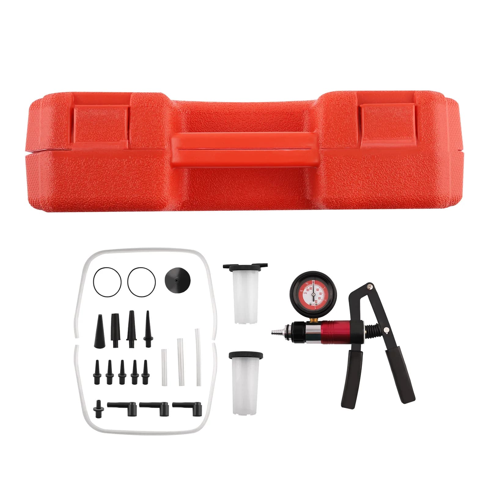 Kit di Strumenti per Sfiato Freni con Pompa a Vuoto, Tubi e Serbatoio per Auto e Moto