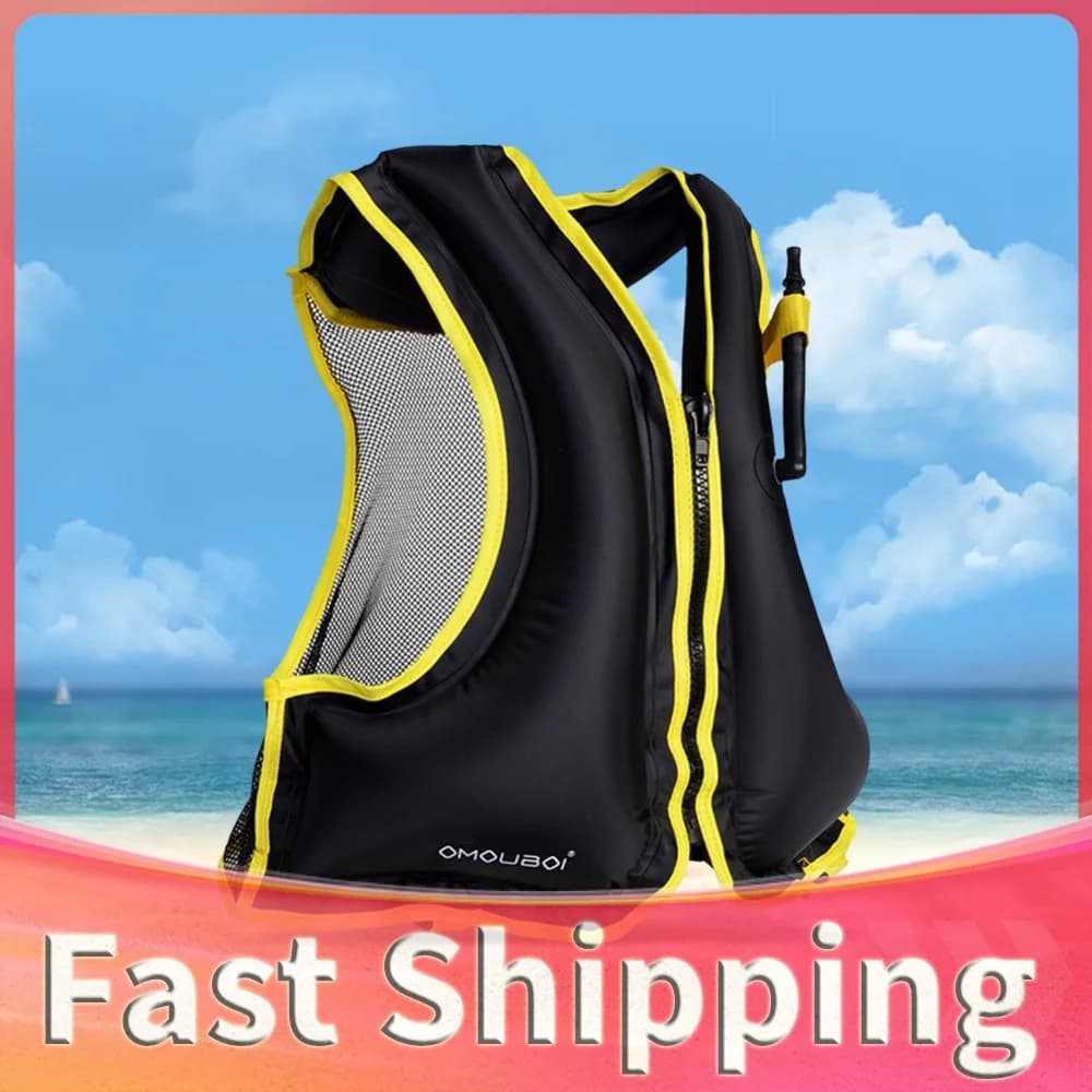 Inflatable Snorkeling Vest Breathable Swimming Life Vest Inflatable Buoyancy Vest for Snorkeling Swimming Kayaking Boating