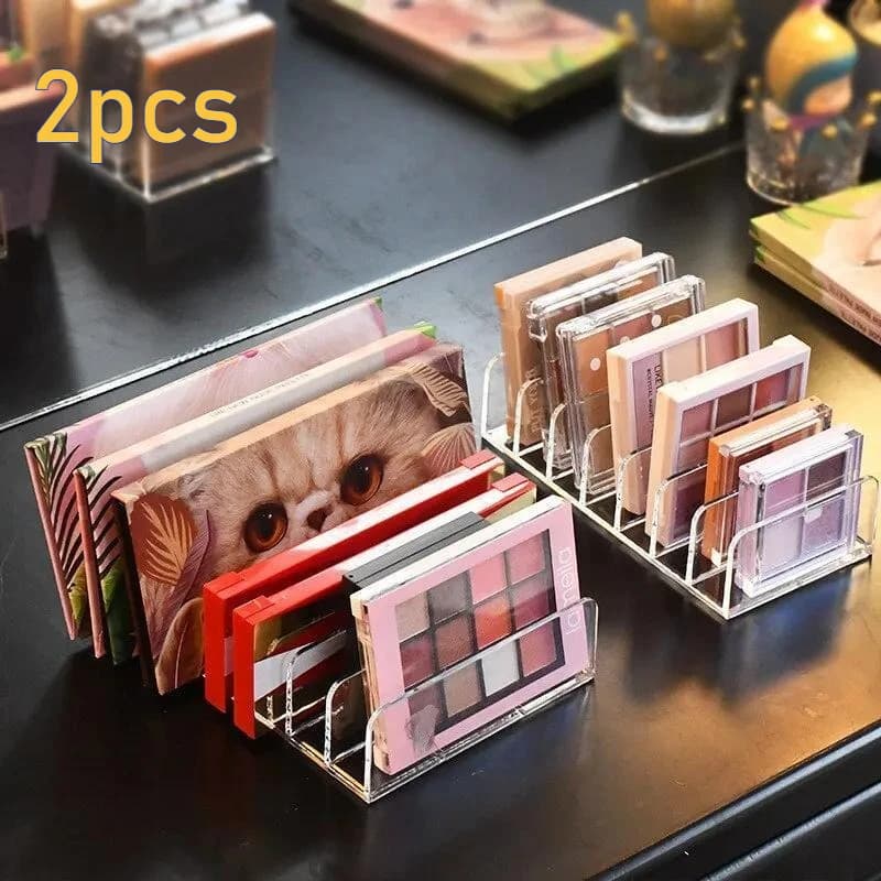 2pcs Eye Shadow Tray Storage Rack Transparent Powder Box Desktop Drawer Compartment Color Cosmetics Shelf