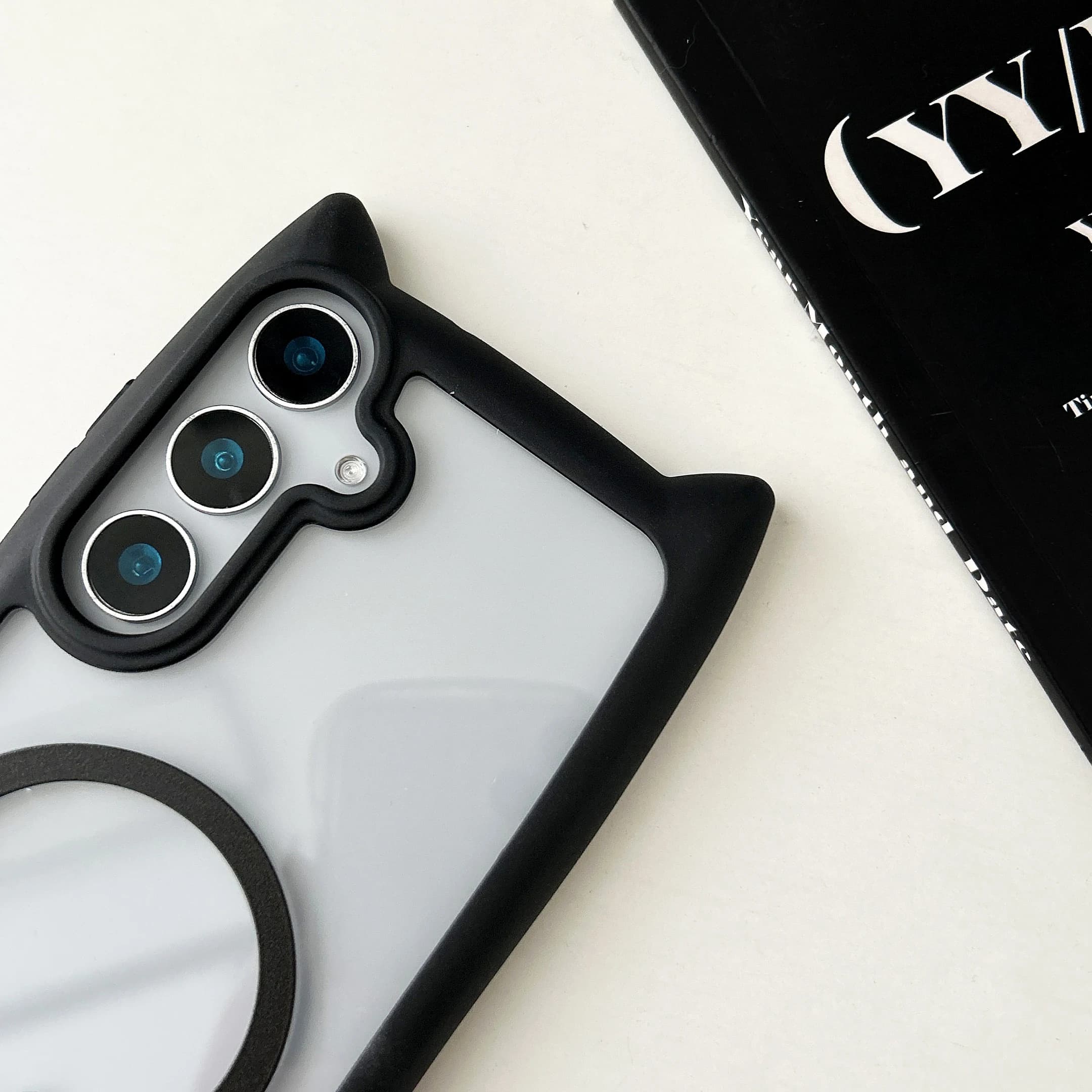 Custodia Magnetica MagSafe per Galaxy S26 Ultra, Cover con Orecchie da Gatto per Samsung Galaxy S24 S25, Custodia Trasparente Rigida Antiurto