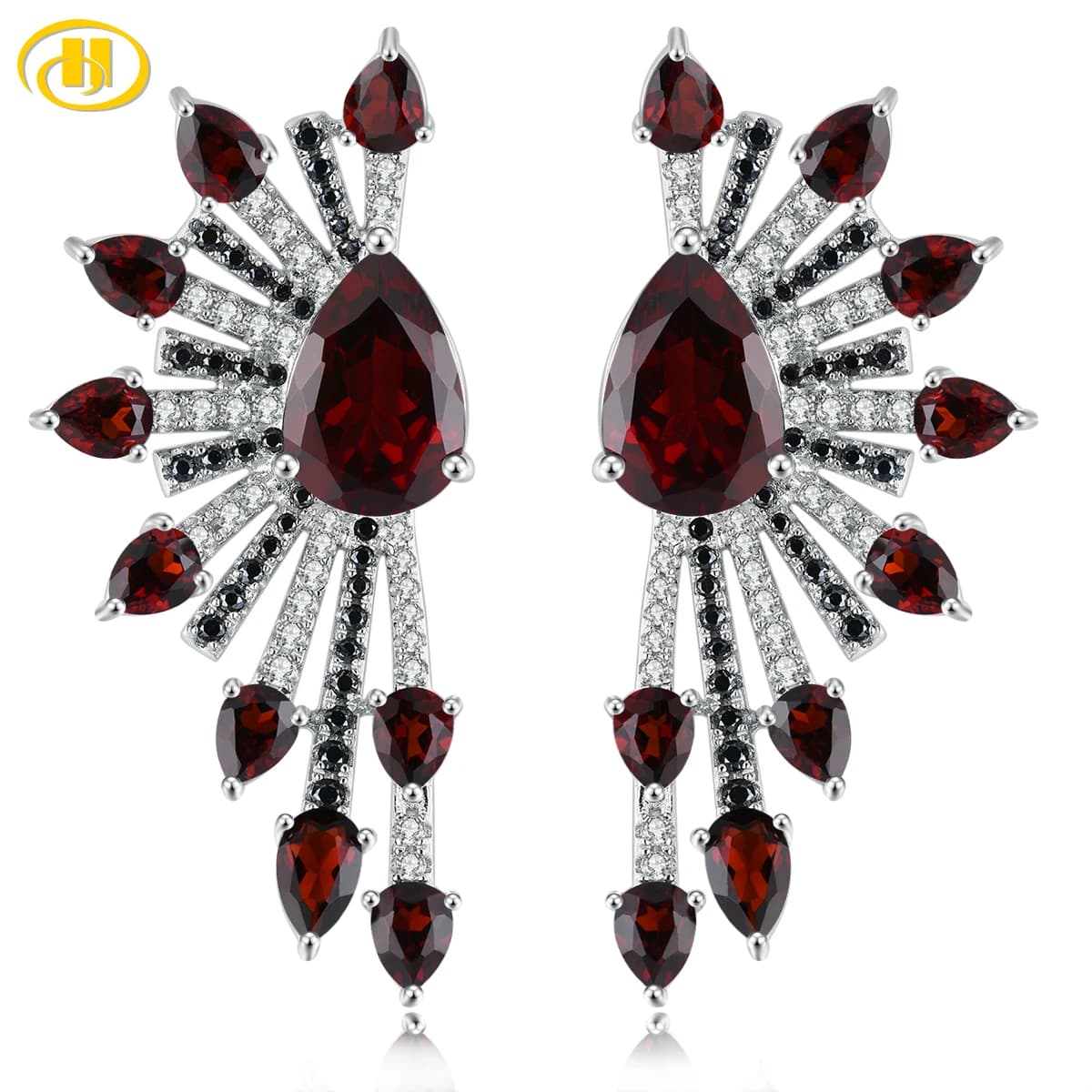 Orecchino a bottone in argento Sterling massiccio con granato rosso naturale 8.2 carati genuino gemma unica speciale gioielleria raffinata Design originale