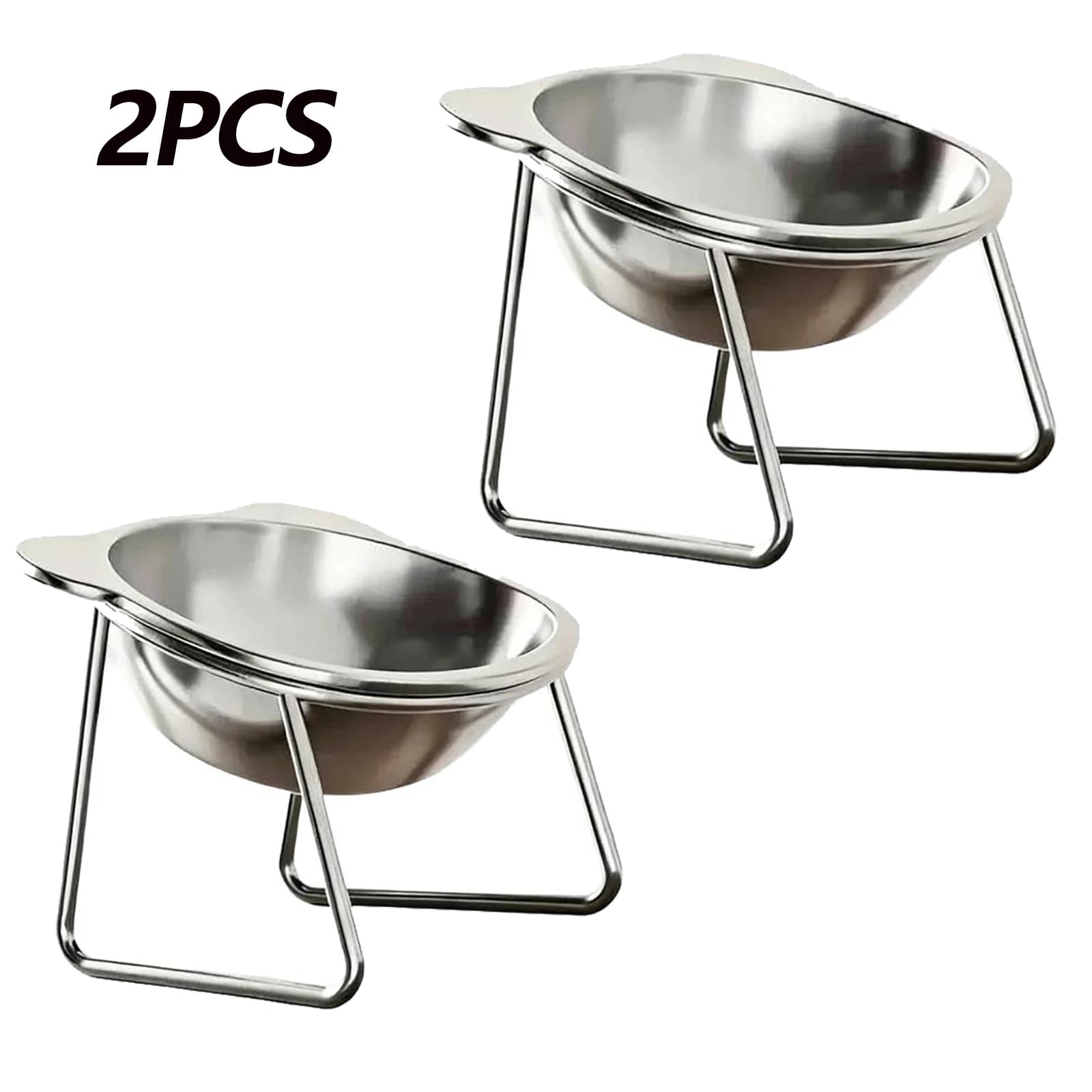 Elevated Cat Bowls Extra Raised Stainless Steel Cat Food Bowls with Anti-Slip Metal Stand Friendly Water Dishes for Indoor Pets