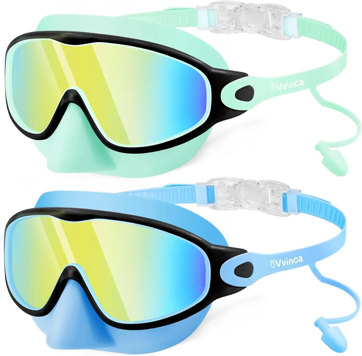 Children's swimwear with nose cover and ear plugs, anti-fog, broad vision, for boys and girls from 3 to 12 years old