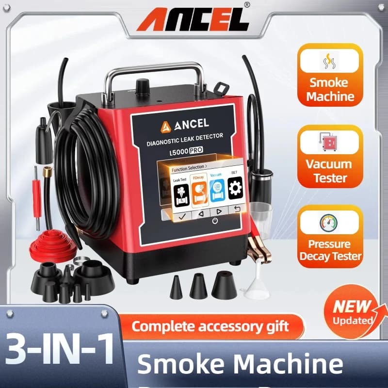 Smoke Machine Leak Detector EVAP System Tester ANCEL L5000 PRO Turbo Diagnostic Tool with LCD Display for Cars Motorcycles