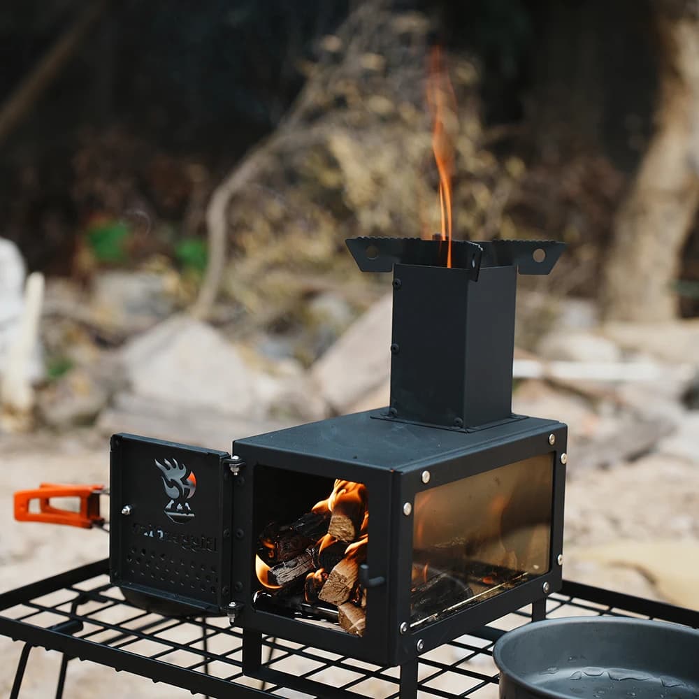 Stufa a Razzo Portatile per Cucinare, a Legna, per Campeggio, Cucina all'Aperto, Eventi e Barbecue, con Borsa per il Trasporto