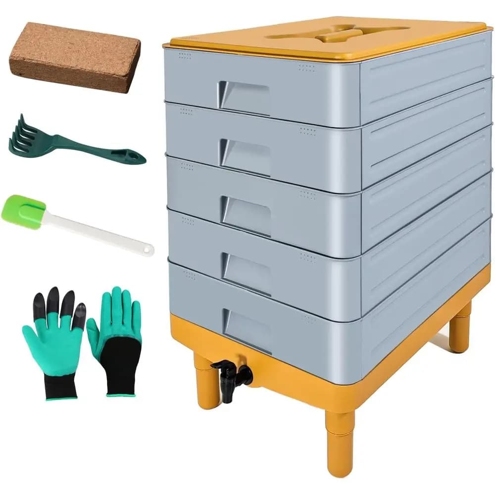 Composter per Vermicompostaggio da 100L per un Efficiente Riciclo dei Rifiuti Alimentari - Adatto per Uso Interno ed Esterno