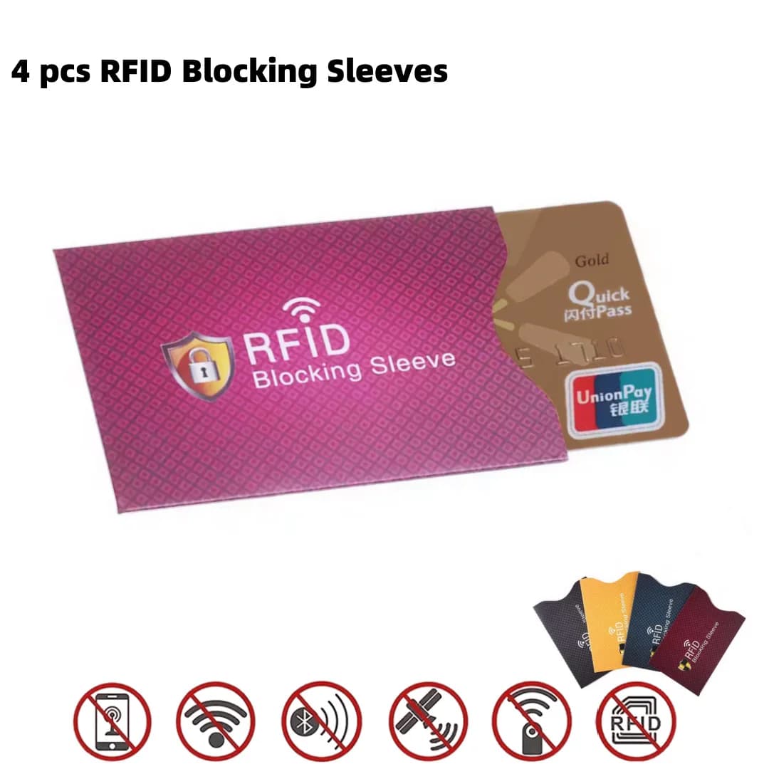4 pezzi antifurto NFC Scan Cover Schermatura EMF Blocco RFID Custodia protettiva per carta di credito ID Tipo di borsa