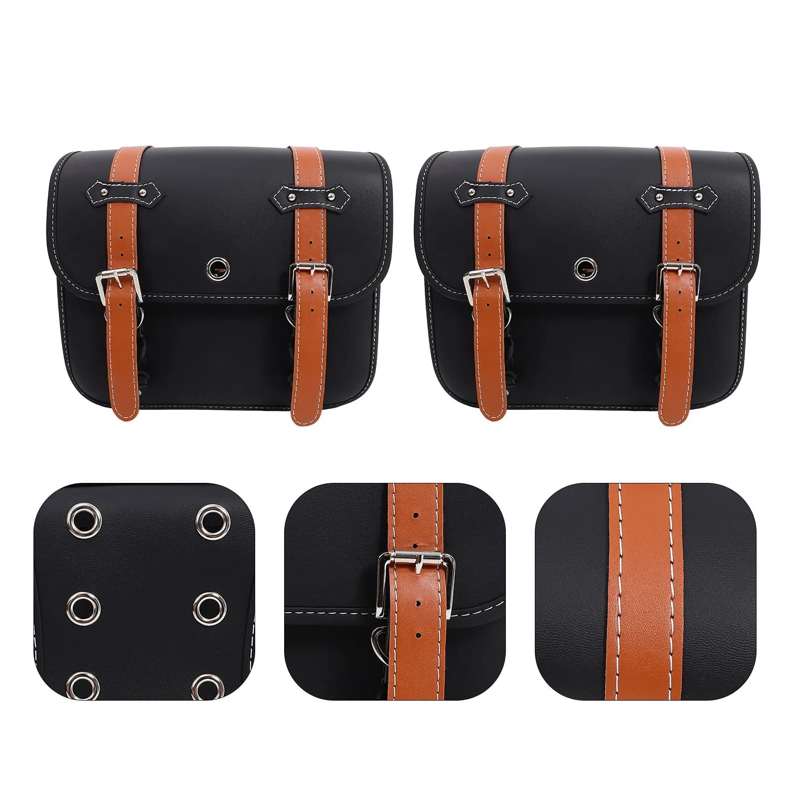 2 Pezzi Borsa Moto in PU, Borsa Laterale Porta Attrezzi, Borsa Impermeabile da Forcella Anteriore per Documenti, Telefono, Occhiali da Sole, Guanti