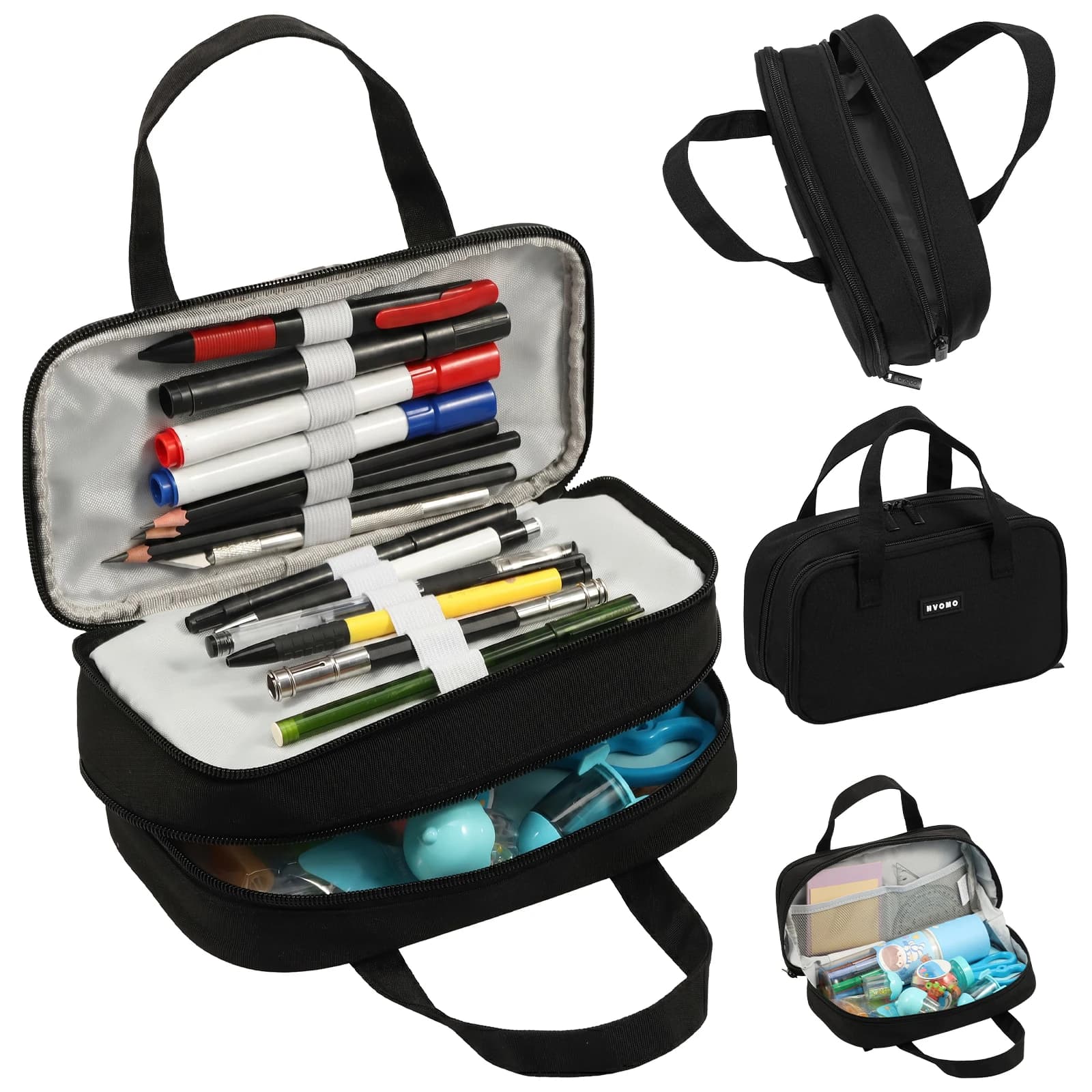 Large Pencil Case Big Capacity Pencil Pouch with 5 Compartments Creative Kids Pen Bag Stationery Box School Student Supplies