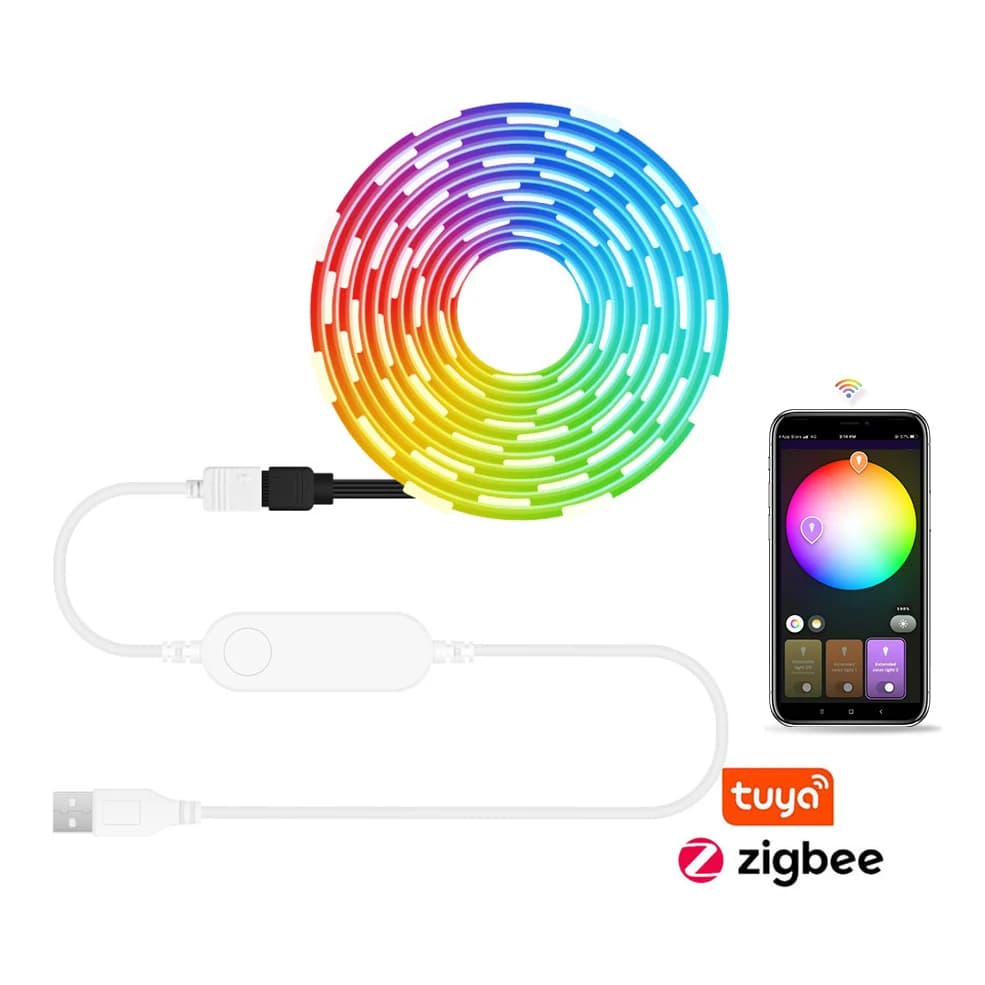 Tuya Zigbee Luci a Led Intelligenti per TV Striscia Led USB Nastro Led RGB Lampada Smart Life App Funziona con Zigbee 3.0 Hub Alexa Google Casa