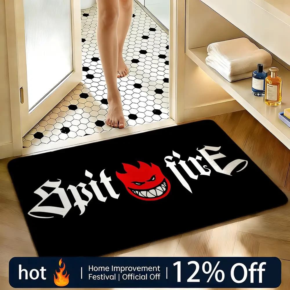 Soft Non-slip Absorbent Carpet with Spitfire Logo, Home Mat, Zerbino, Bedroom Mat, Shower Mat