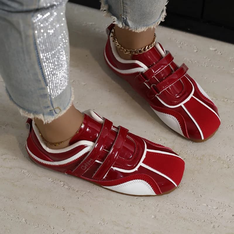 Viral 2025 Mary Janes Scarpe sportive da donna, scarpe basse alla moda con cinturino in velcro, sneakers casual in pelle con suola morbida per ragazze