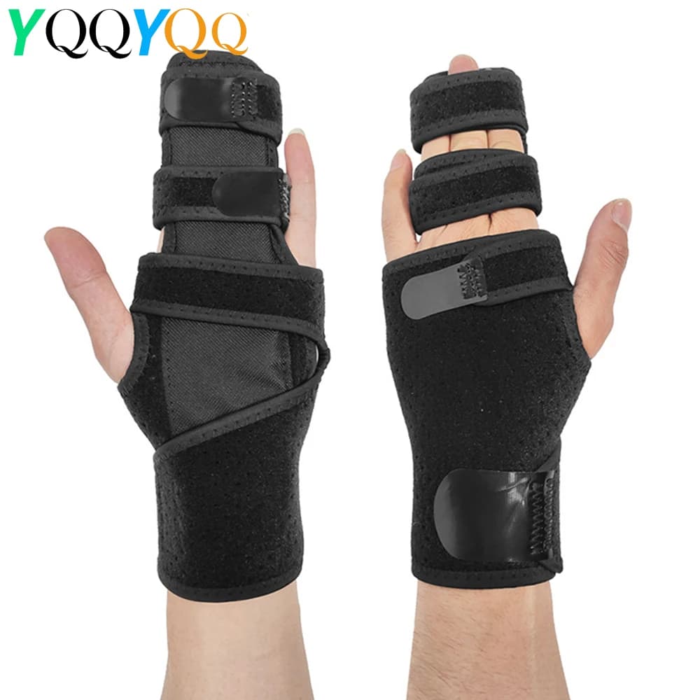 Stecca per dito trigger 1PC, stecca regolabile a due dita Supporto per tutore per mano e polso completo, trattamento immobilizzatore per raddrizzare il metallo