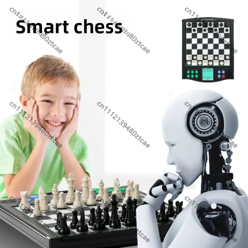 Electronic Chess Set with AI & 2 Player Mode, Ideal Chess Coach for Studying & Playing, Multi-Language Support
