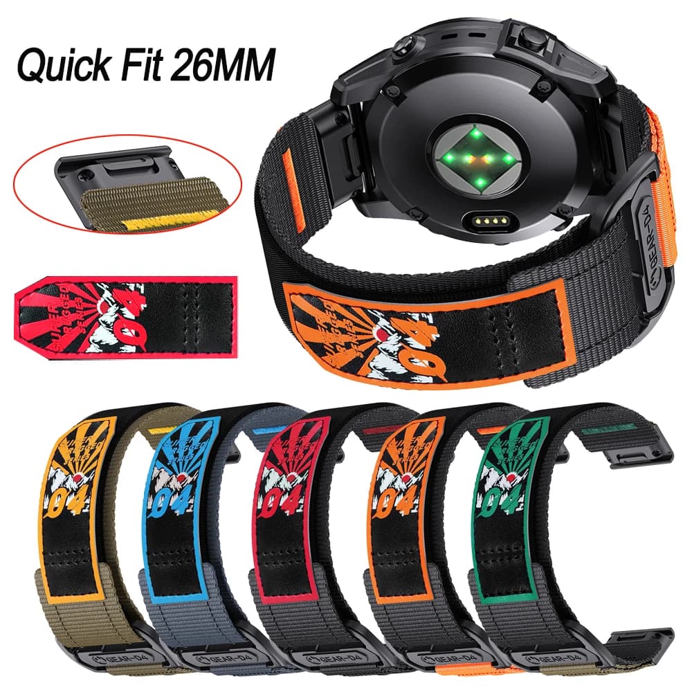 Cinturino in nylon intrecciato da 26 mm per Garmin Fenix 8 E 7X 6X Pro 5X Plus 51mm cinturino in velcro ad anello rapido per Tactix 7 Enduro 3 Band