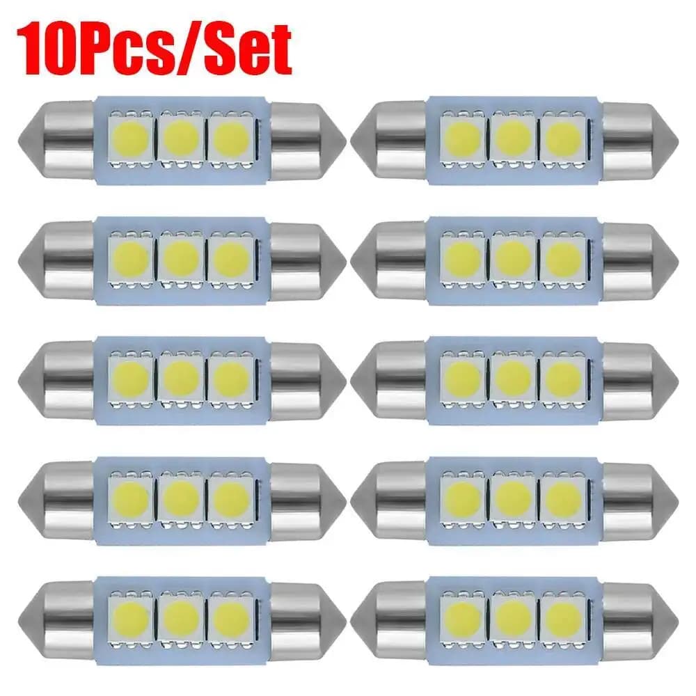 10Pcs/Set C5W LED C10W Car Dome Bulbs Festoon Auto License Plate Lampcar Interior Reading Lights 12V White Light 31-41Mm