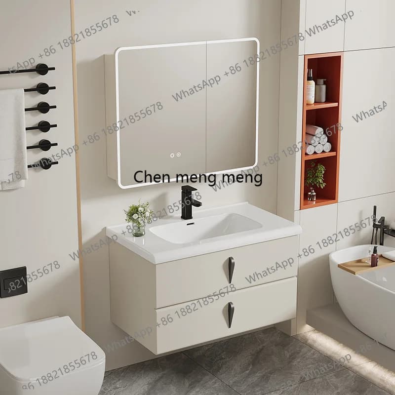 Mobili da Bagno Moderni in Acciaio Inossidabile Rinforzato, Armadietti con Specchio Intelligente, Mobile Lavabo per Bagno