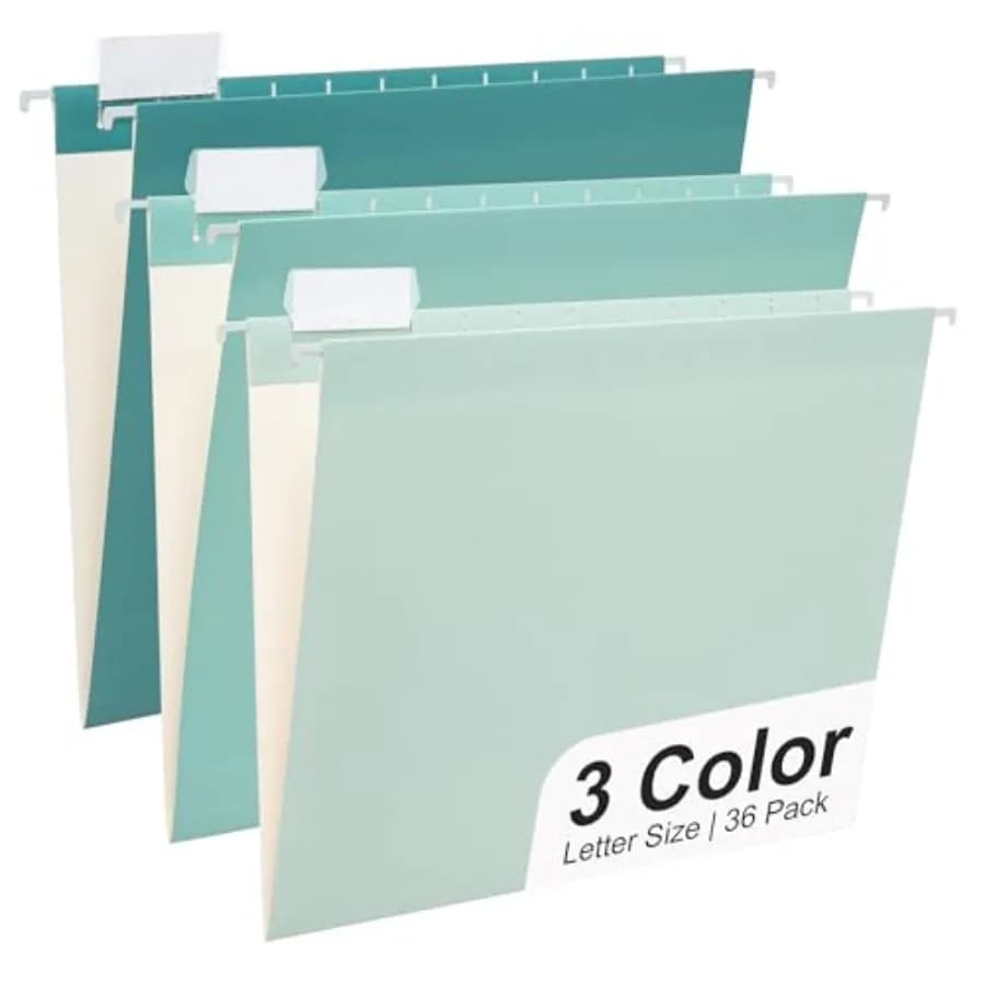 Set da 36 Cartelle Sospese Sfumate Formato Letter, Cartelle Decorative per Archiviazione, Organizer Elegante per Armadietto Portadocumenti