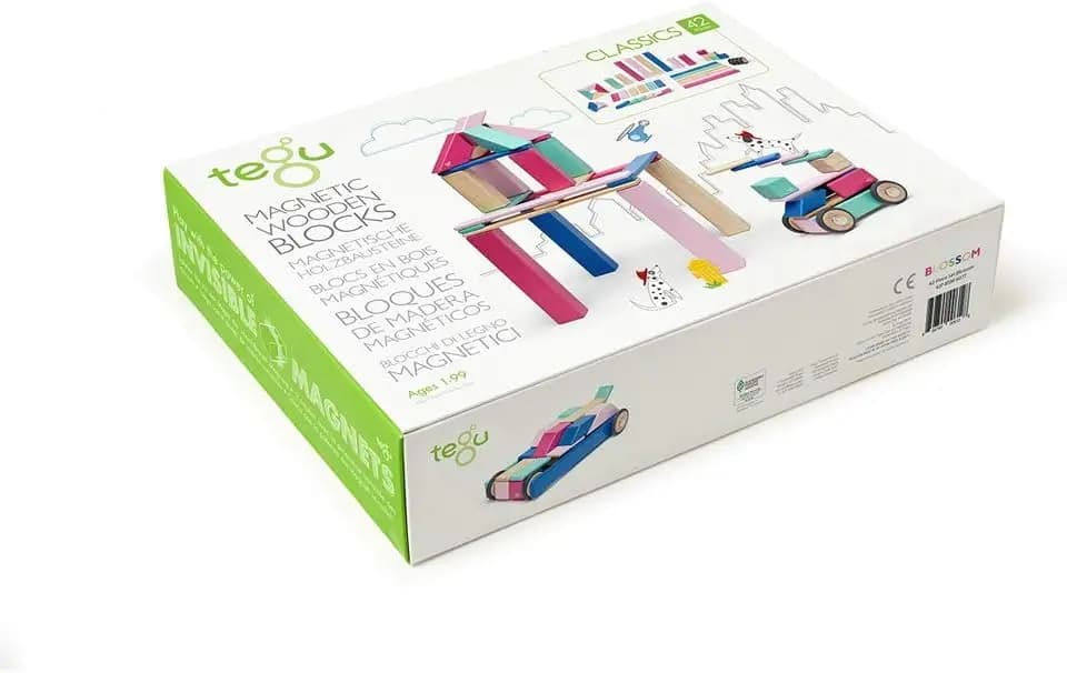 Set di blocchi magnetici in legno Tegu da 42 pezzi, fiore/ tramonto/lui