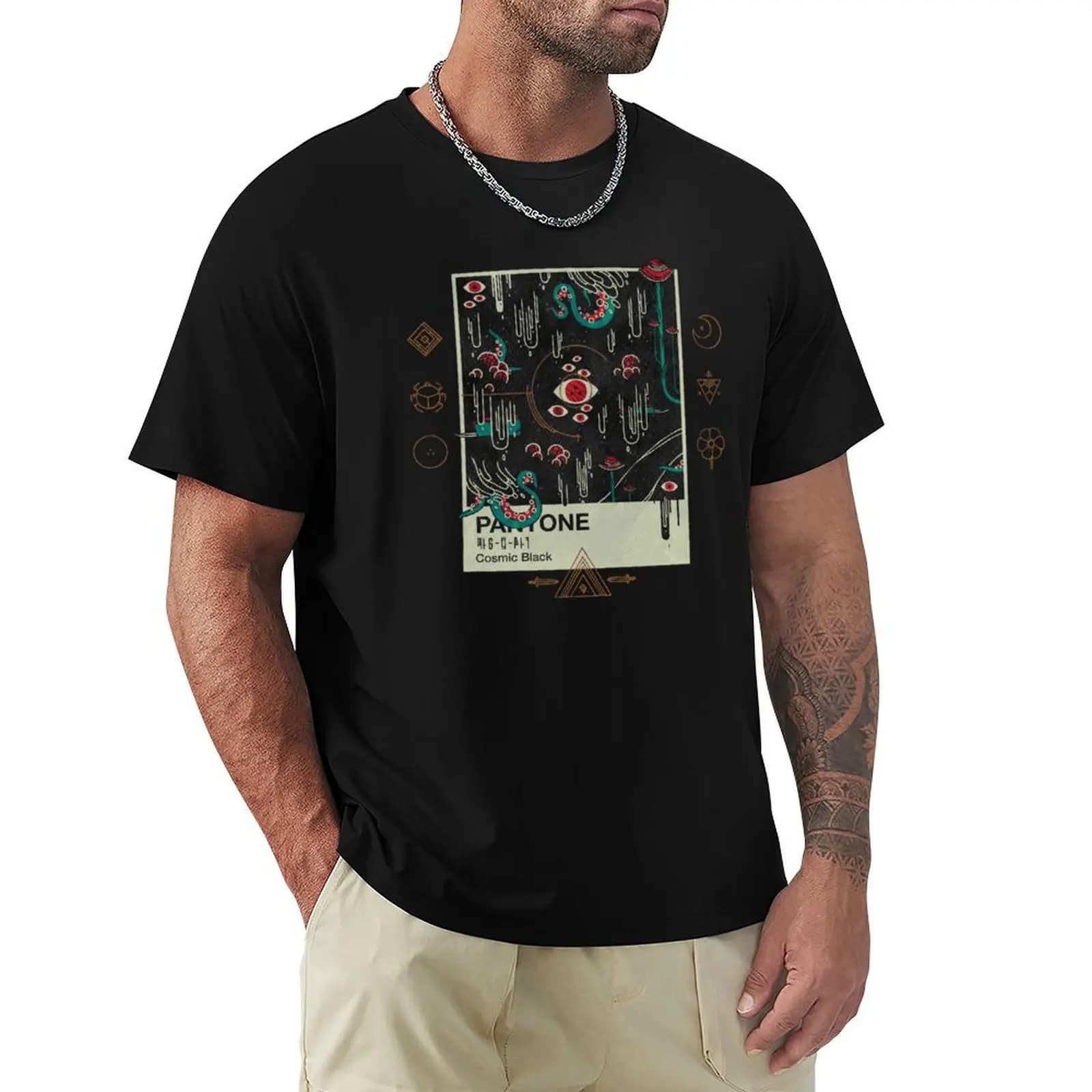 Cosmic Black T-Shirt Regular Fit Plain Tee Shirt