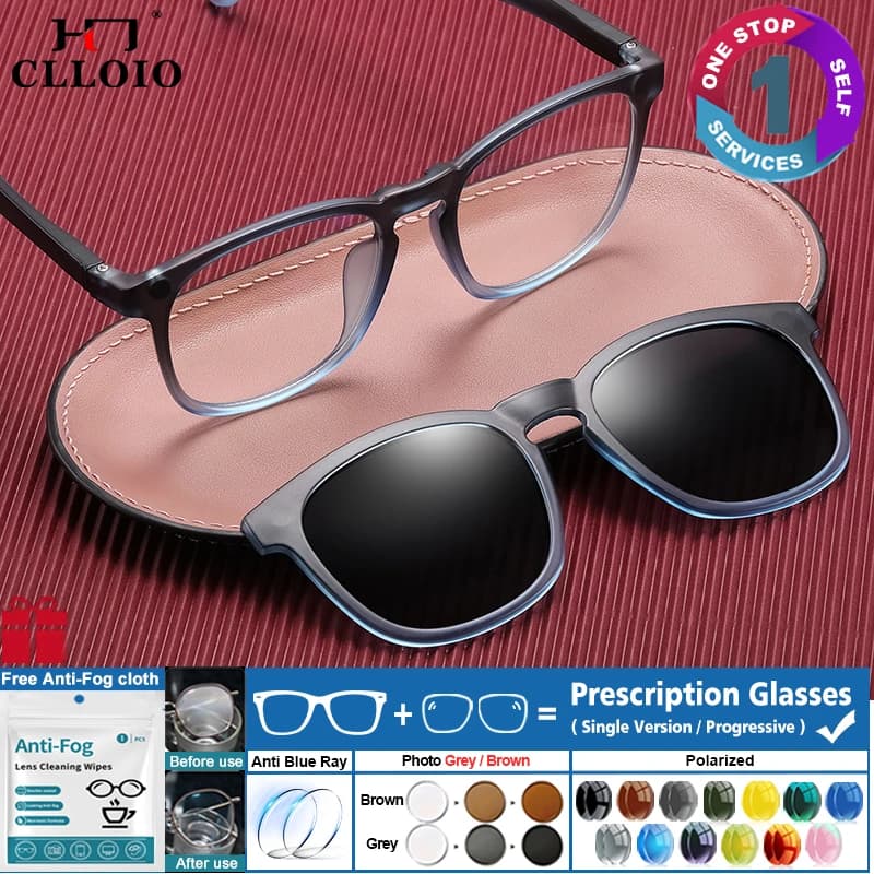 CLLOIO Clip magnetica su occhiali miopia ottica da vista occhiali da sole polarizzati da guida all'aperto quadrati di moda per le donne 95916