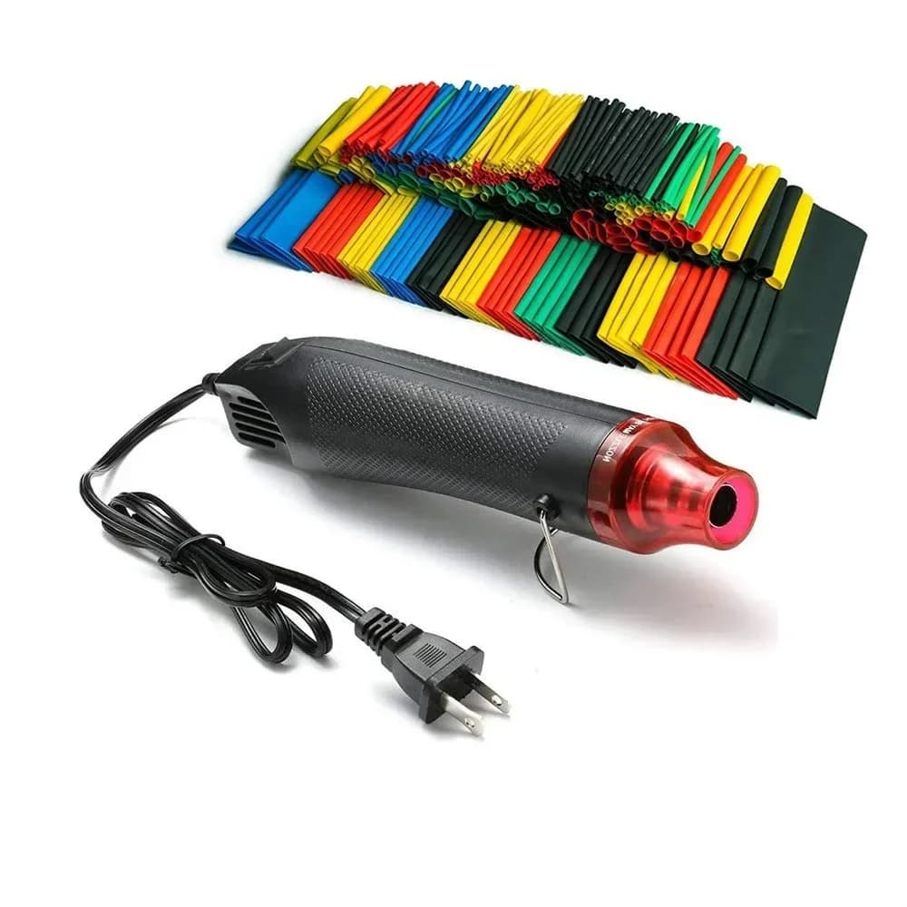 Kit Tubi Termorestringenti 328 Pezzi Rapporto 2:1 con Mini Pistola Termica 300W 8 Misure
