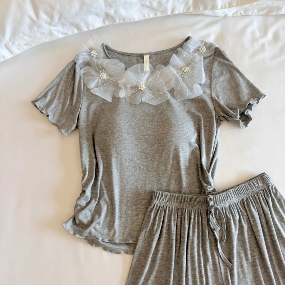 Summer Sleepwear Women's Pajama Elegant 2 Pieces Sleeping Home Suit 2026 New Short Sleeve Top Shorts Homewear Pijama Pyjamas