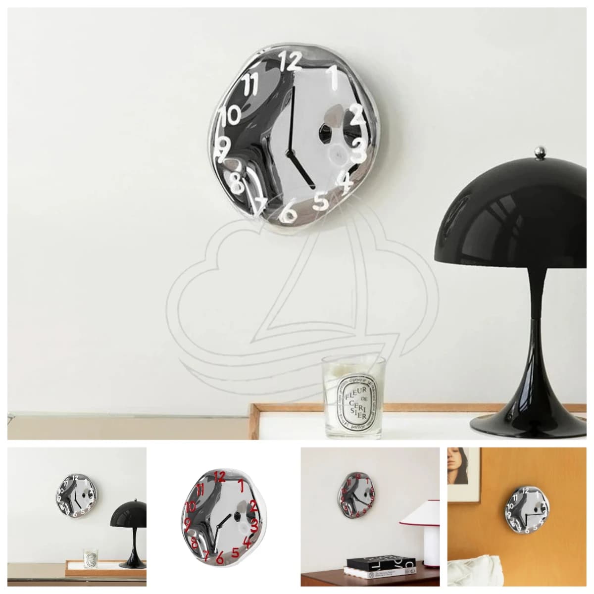 Orologio da Parete in Ceramica Stile Orologio da Polso, Orologio Artistico Creativo di Alta Gamma con Elettroplaccatura per Soggiorno, Arredamento Moderno per la Casa