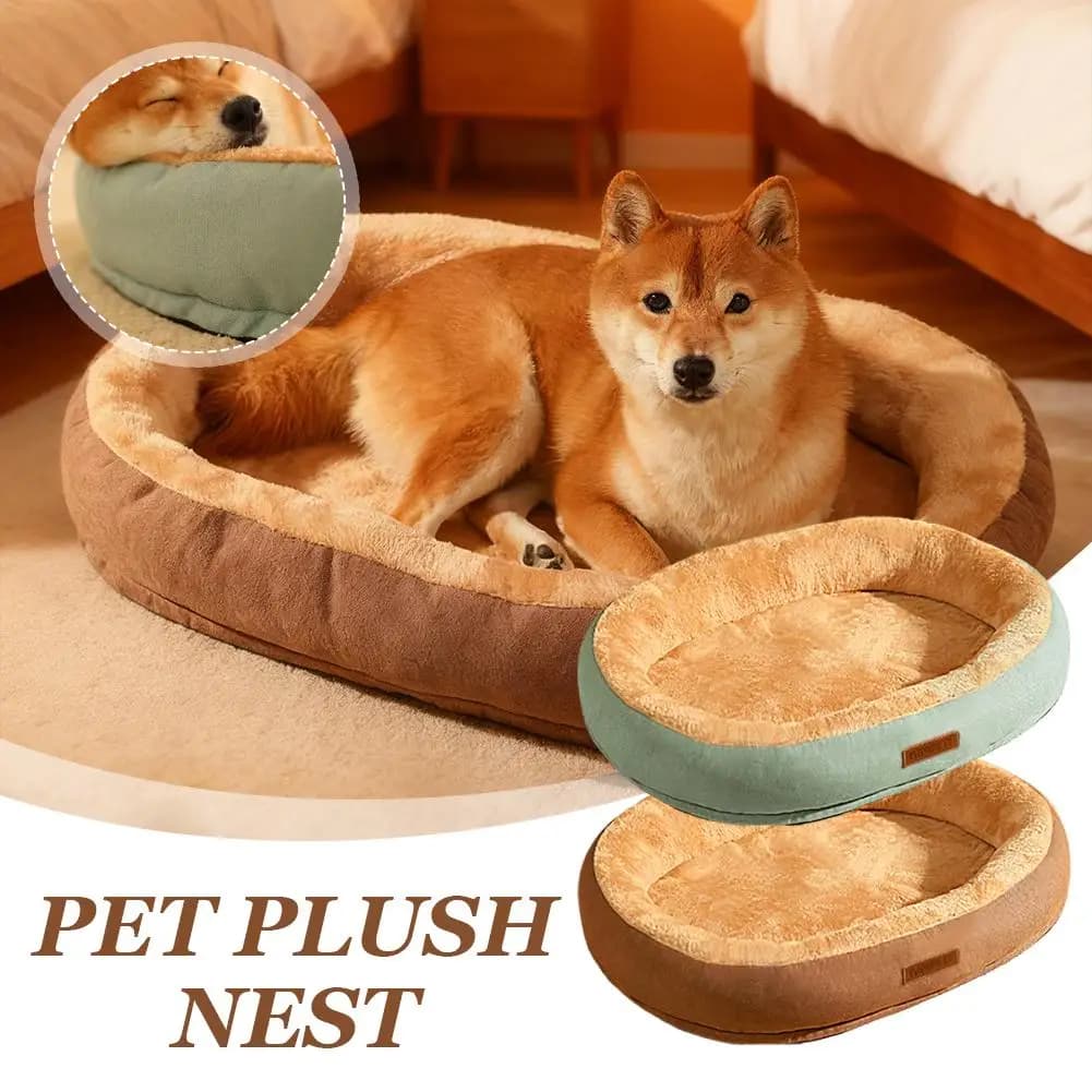 Lavabile invernale caldo nido per animali domestici resistente ai morsi antiaderente ovale per gatti e cani divano calmante nido invernale per animali domestici accessori per forniture calde